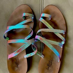 Loeffler Randall thong holographic sandals size 6.5